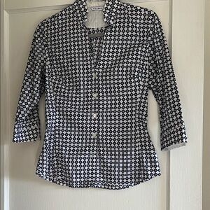 Caliban Black and White Patterned Blouse